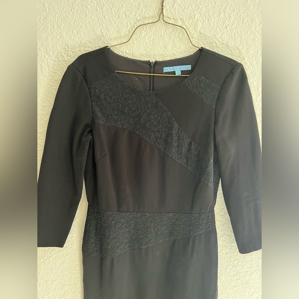 Black textured dress with half sleeve, EUC, size 2